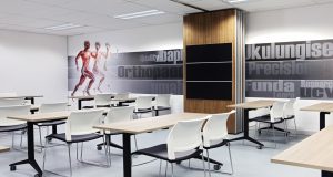 wall graphics in branded office interior