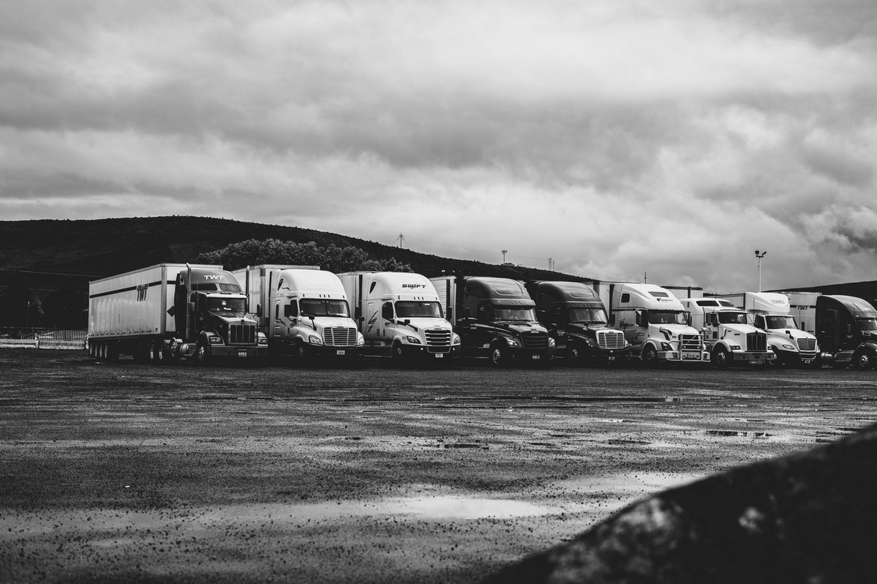 trucks lined up
