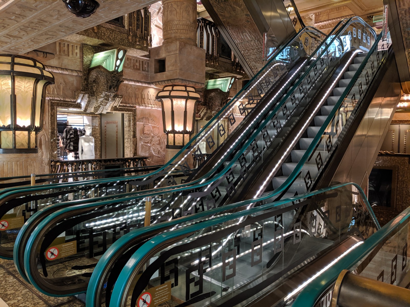 Fendi escalators in Harrods, London