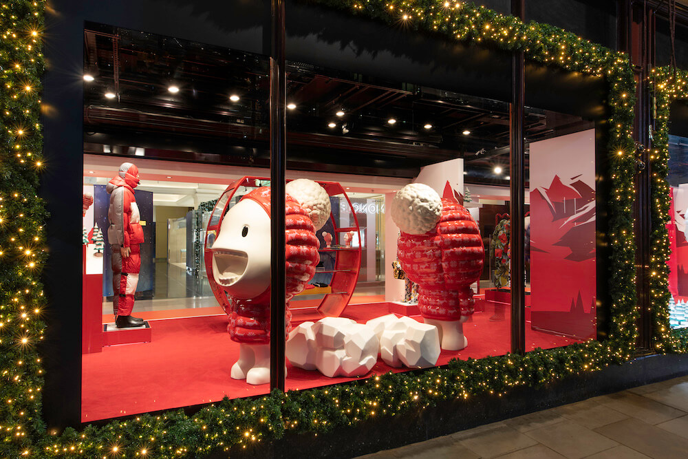 Moncler windows printed and installed at harrods