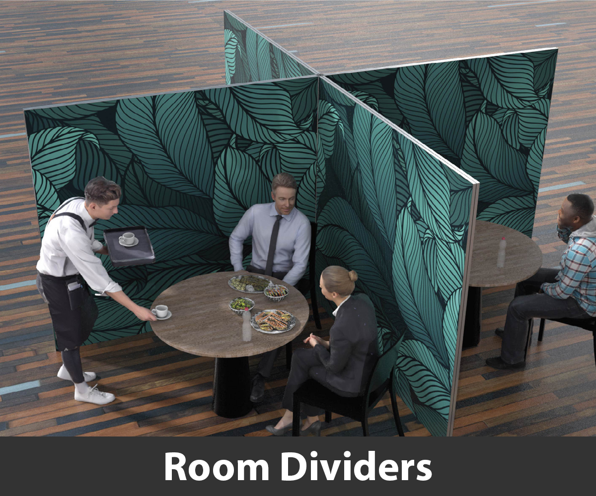 Social distancing dividers in a cafe